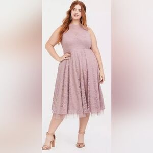 Torrid Mauve Pink Midi Dress For Special Ocassions (Plus Size: 20)